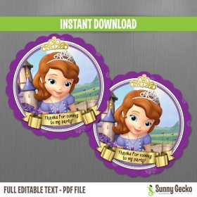 Sofia The First Birthday Favor Tags 
